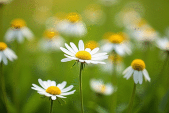 Fleurs de chamomile en pleine floraison en extérieur