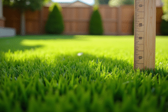 Zoom sur un gazon artificiel bien entretenu en jardin